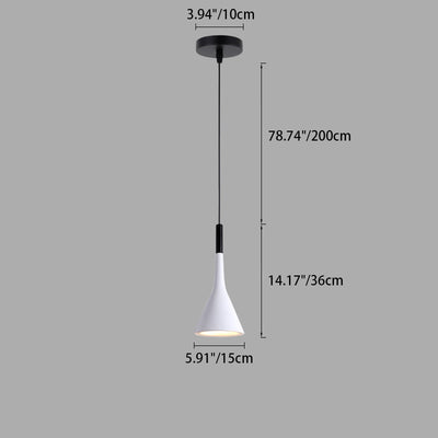 Suspension Luminaire Contemporain Nordique Conique en Fer avec 1 Lumière Pour Chevet 