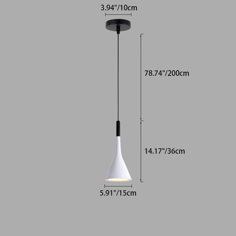 Suspension Luminaire Contemporain Nordique Conique en Fer avec 1 Lumière Pour Chevet 
