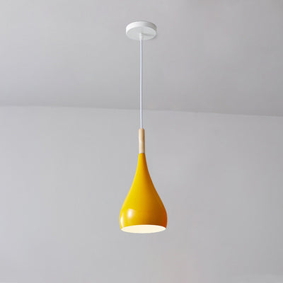 Zeitgenössische nordische Eisen-Holz-Aluminium-Kürbis-Wassertropfen 1-Licht-Pendelleuchte für das Esszimmer 