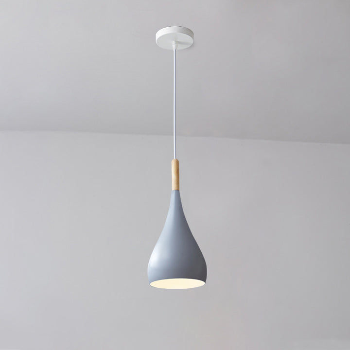 Zeitgenössische nordische Eisen-Holz-Aluminium-Kürbis-Wassertropfen 1-Licht-Pendelleuchte für das Esszimmer 