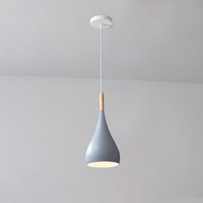 Zeitgenössische nordische Eisen-Holz-Aluminium-Kürbis-Wassertropfen 1-Licht-Pendelleuchte für das Esszimmer 