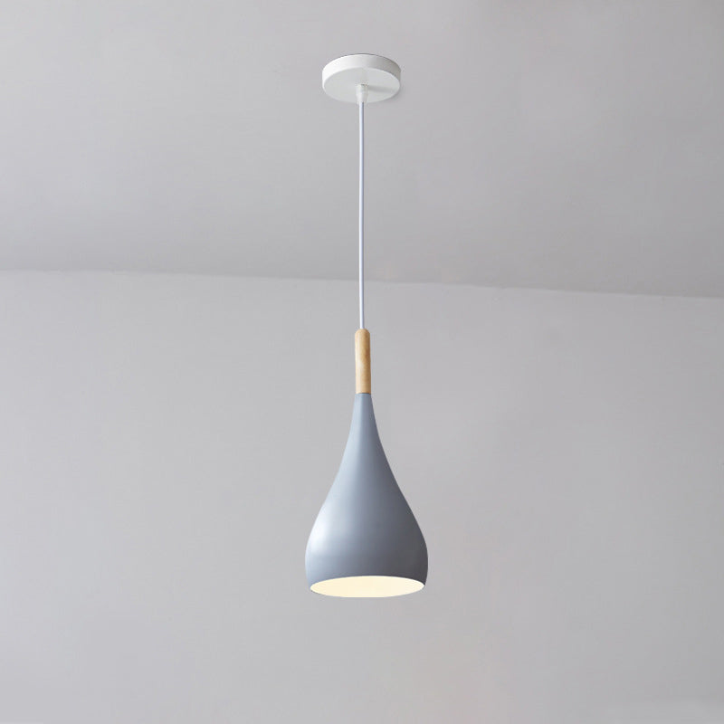 Zeitgenössische nordische Eisen-Holz-Aluminium-Kürbis-Wassertropfen 1-Licht-Pendelleuchte für das Esszimmer 