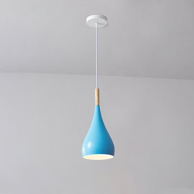 Zeitgenössische nordische Eisen-Holz-Aluminium-Kürbis-Wassertropfen 1-Licht-Pendelleuchte für das Esszimmer 
