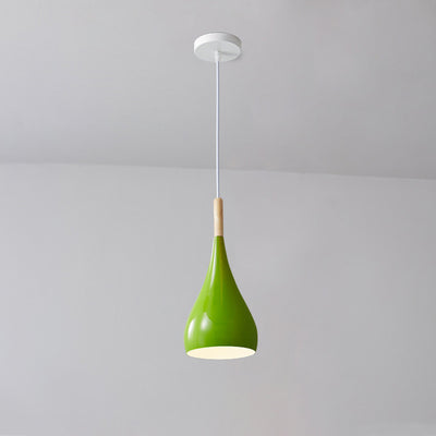 Zeitgenössische nordische Eisen-Holz-Aluminium-Kürbis-Wassertropfen 1-Licht-Pendelleuchte für das Esszimmer 