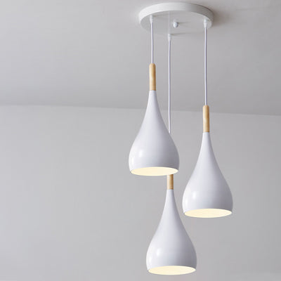 Zeitgenössische nordische Eisen-Holz-Aluminium-Kürbis-Wassertropfen 1-Licht-Pendelleuchte für das Esszimmer 