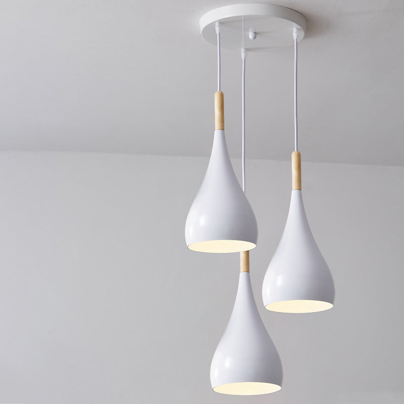 Zeitgenössische nordische Eisen-Holz-Aluminium-Kürbis-Wassertropfen 1-Licht-Pendelleuchte für das Esszimmer 