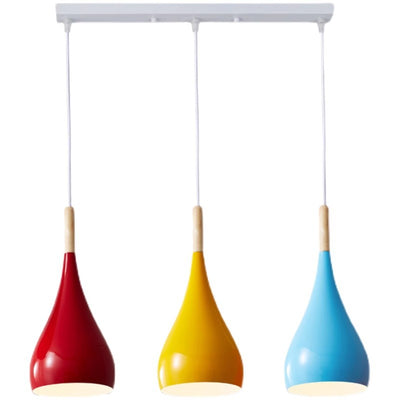 Zeitgenössische nordische Eisen-Holz-Aluminium-Kürbis-Wassertropfen 1-Licht-Pendelleuchte für das Esszimmer 