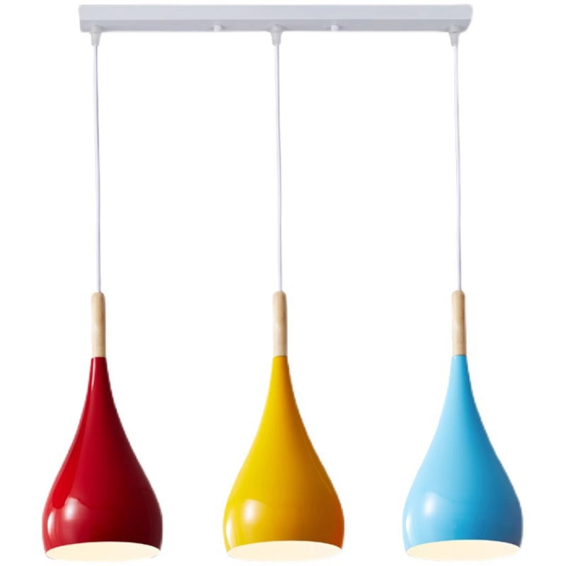 Zeitgenössische nordische Eisen-Holz-Aluminium-Kürbis-Wassertropfen 1-Licht-Pendelleuchte für das Esszimmer 