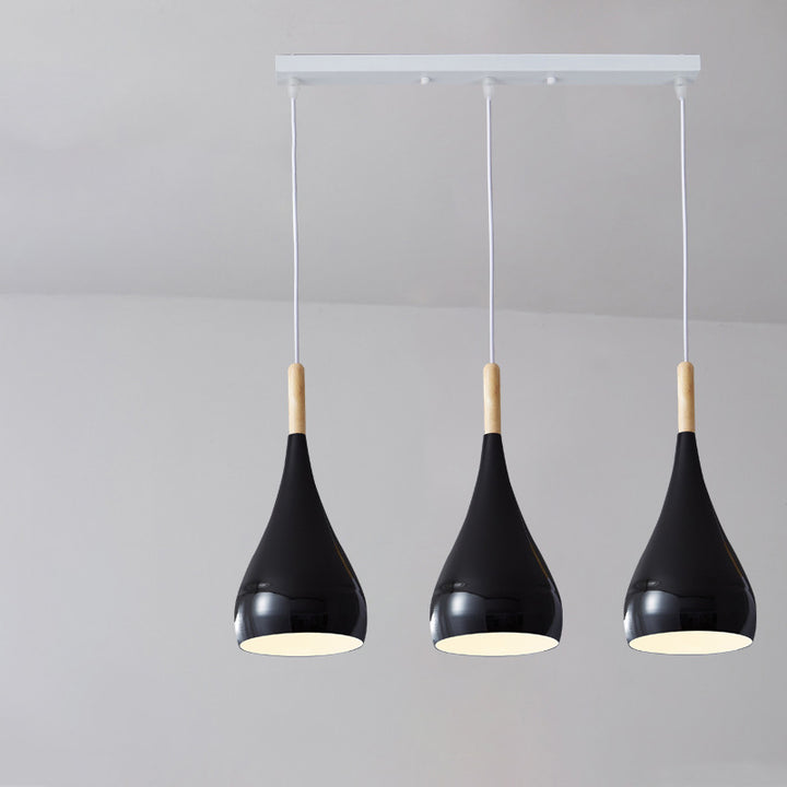 Zeitgenössische nordische Eisen-Holz-Aluminium-Kürbis-Wassertropfen 1-Licht-Pendelleuchte für das Esszimmer 