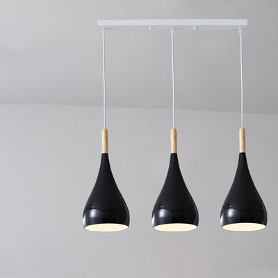 Zeitgenössische nordische Eisen-Holz-Aluminium-Kürbis-Wassertropfen 1-Licht-Pendelleuchte für das Esszimmer 