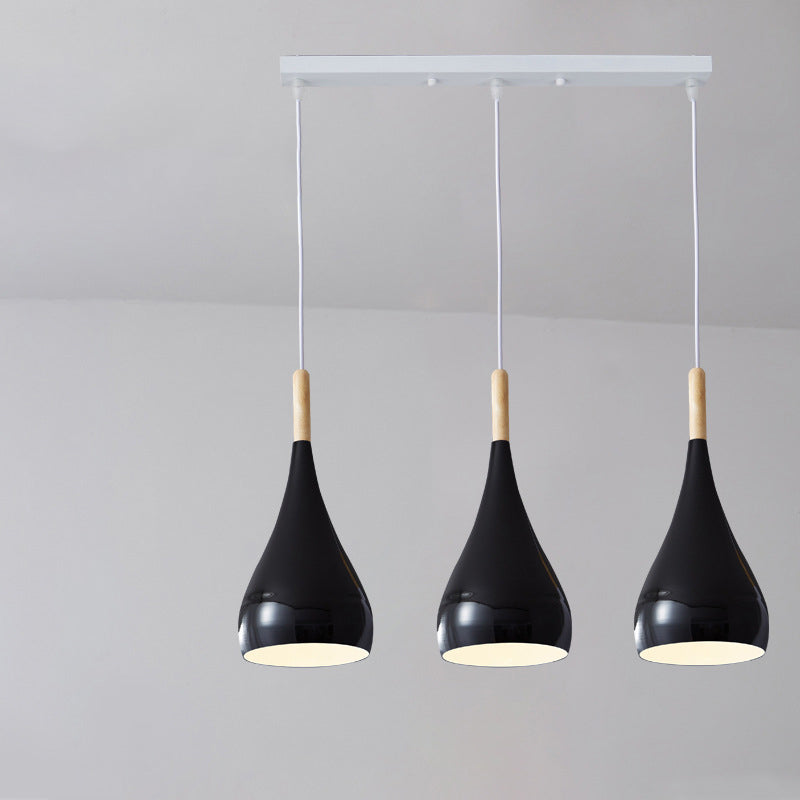 Zeitgenössische nordische Eisen-Holz-Aluminium-Kürbis-Wassertropfen 1-Licht-Pendelleuchte für das Esszimmer 