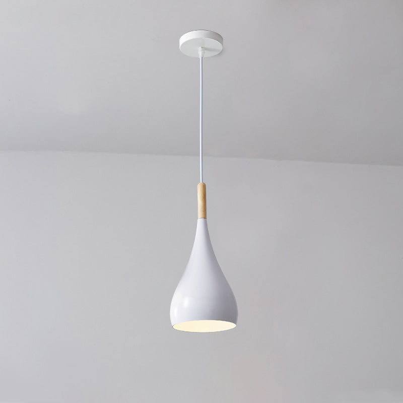Zeitgenössische nordische Eisen-Holz-Aluminium-Kürbis-Wassertropfen 1-Licht-Pendelleuchte für das Esszimmer 