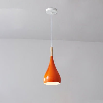 Zeitgenössische nordische Eisen-Holz-Aluminium-Kürbis-Wassertropfen 1-Licht-Pendelleuchte für das Esszimmer 