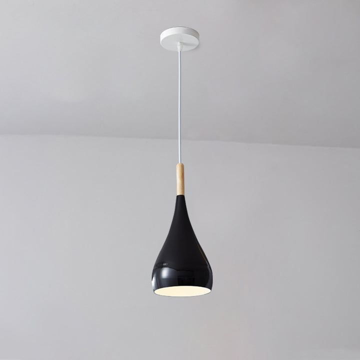 Zeitgenössische nordische Eisen-Holz-Aluminium-Kürbis-Wassertropfen 1-Licht-Pendelleuchte für das Esszimmer 