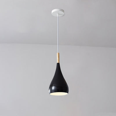 Zeitgenössische nordische Eisen-Holz-Aluminium-Kürbis-Wassertropfen 1-Licht-Pendelleuchte für das Esszimmer 