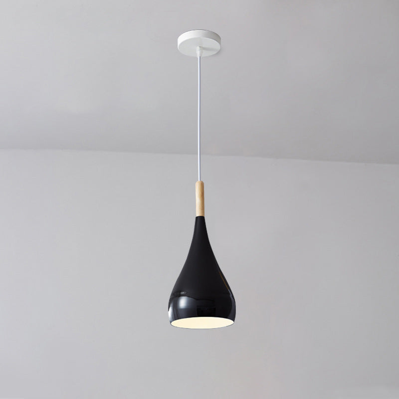 Zeitgenössische nordische Eisen-Holz-Aluminium-Kürbis-Wassertropfen 1-Licht-Pendelleuchte für das Esszimmer 