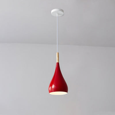 Zeitgenössische nordische Eisen-Holz-Aluminium-Kürbis-Wassertropfen 1-Licht-Pendelleuchte für das Esszimmer 