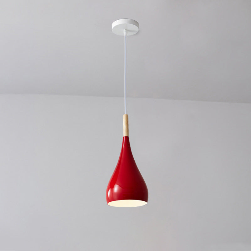 Zeitgenössische nordische Eisen-Holz-Aluminium-Kürbis-Wassertropfen 1-Licht-Pendelleuchte für das Esszimmer 