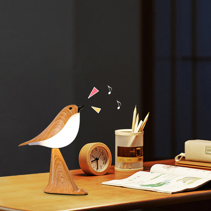 Contemporary Creative Rechargeable ABS PC Bird Singing Aroma With Phone Holder LED Table Lamp Night Light For Bedside