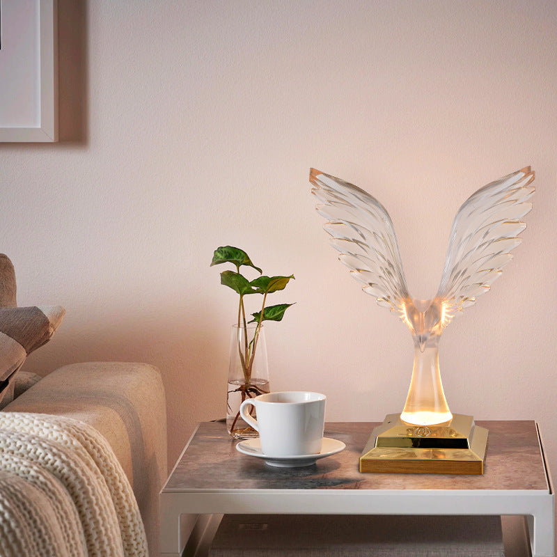 Zeitgenössische Kreative USB ABS Acryl Spannweite Adler Aroma LED Tischlampe Nachtlicht Für Nachttisch 