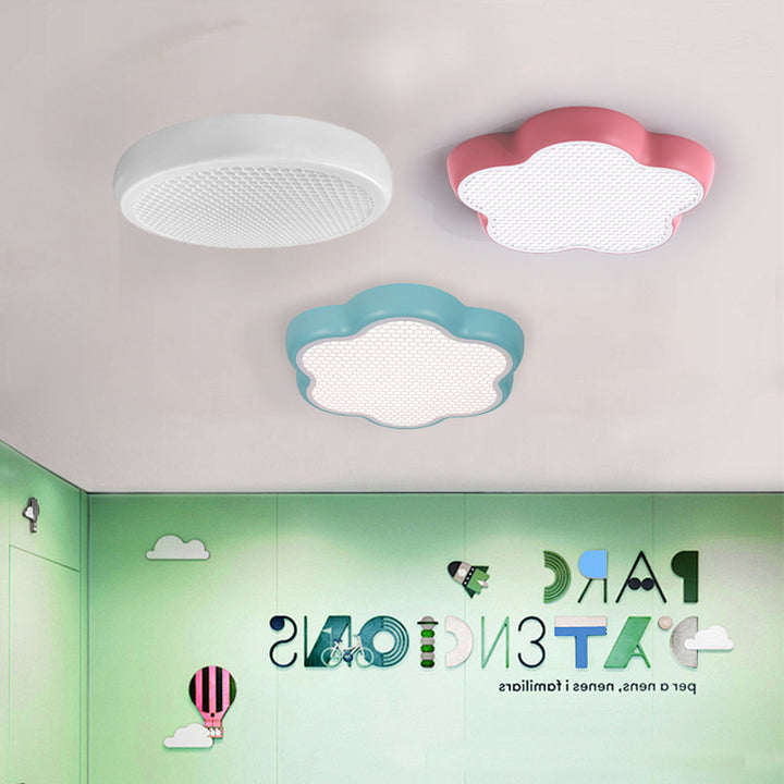 Plafonnier LED avec abat-jour en forme de fleur étoile alvéolée en fer et ABS pour chambre d'enfant, simplicité moderne 