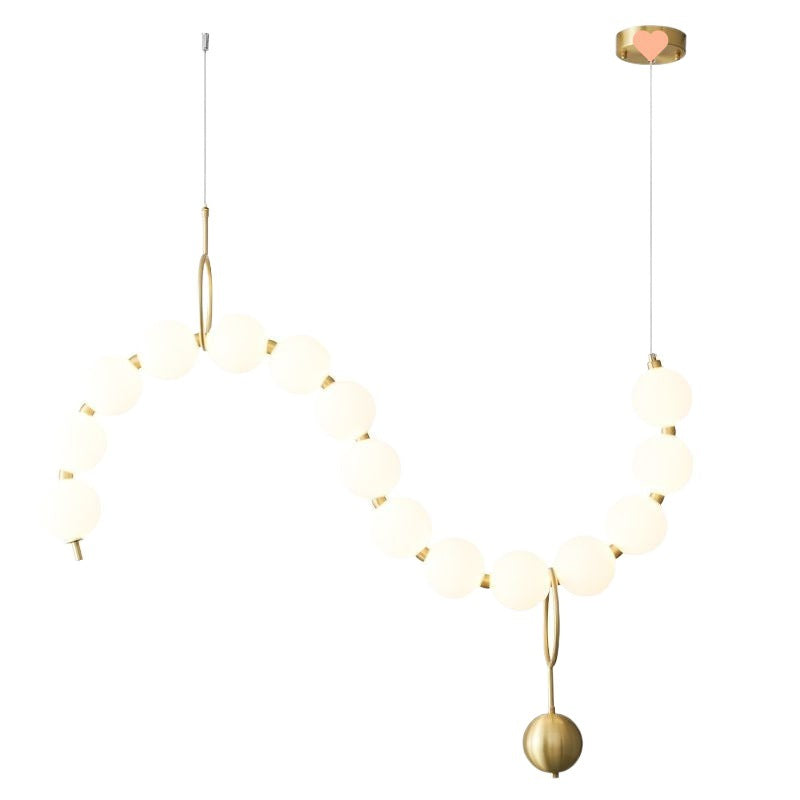 Lustre contemporain nordique en cuivre acrylique avec perles et perles LED pour salon 