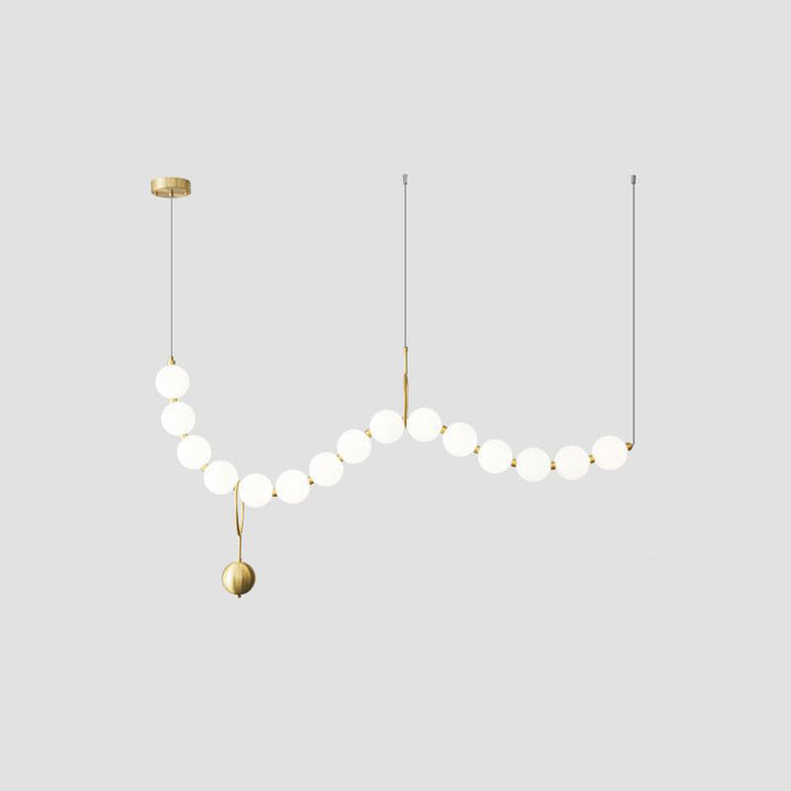 Lustre contemporain nordique en cuivre acrylique avec perles et perles LED pour salon 