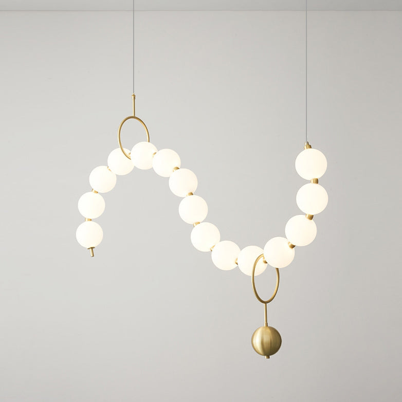 Lustre contemporain nordique en cuivre acrylique avec perles et perles LED pour salon 