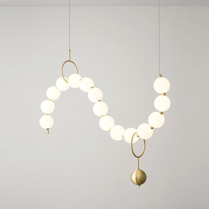 Lustre contemporain nordique en cuivre acrylique avec perles et perles LED pour salon 