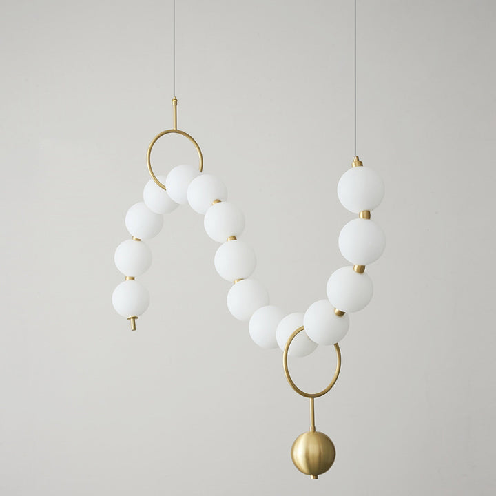 Lustre contemporain nordique en cuivre acrylique avec perles et perles LED pour salon 