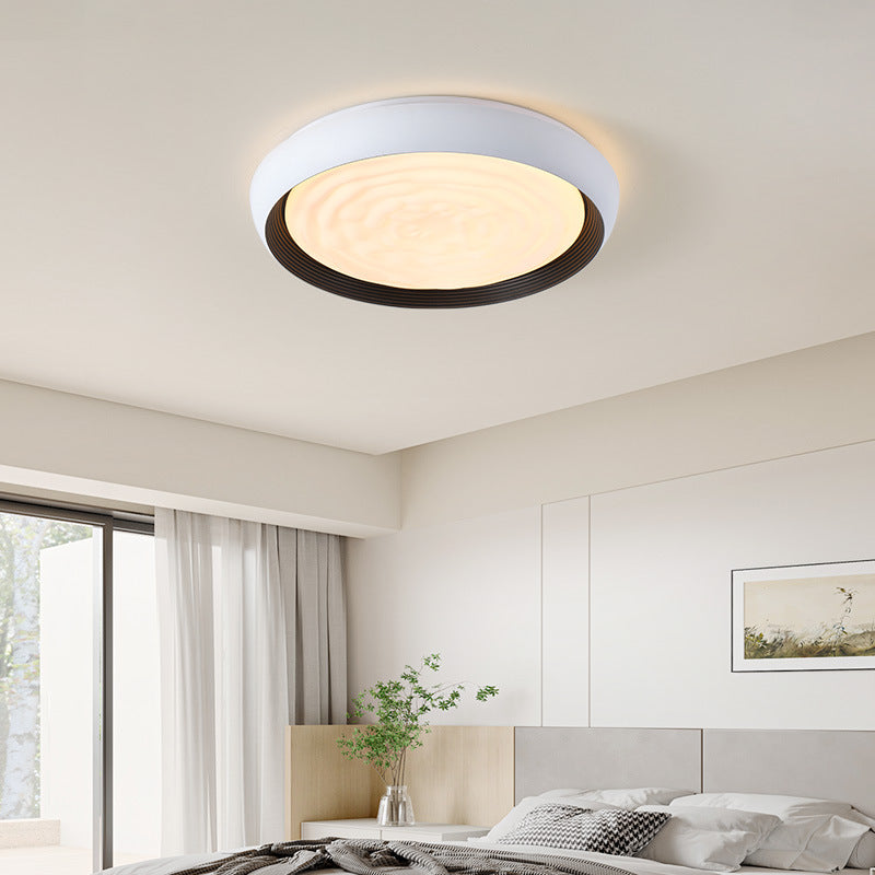 Luz de techo LED de montaje empotrado con remolino redondo de hierro acrílico escandinavo contemporáneo para dormitorio 
