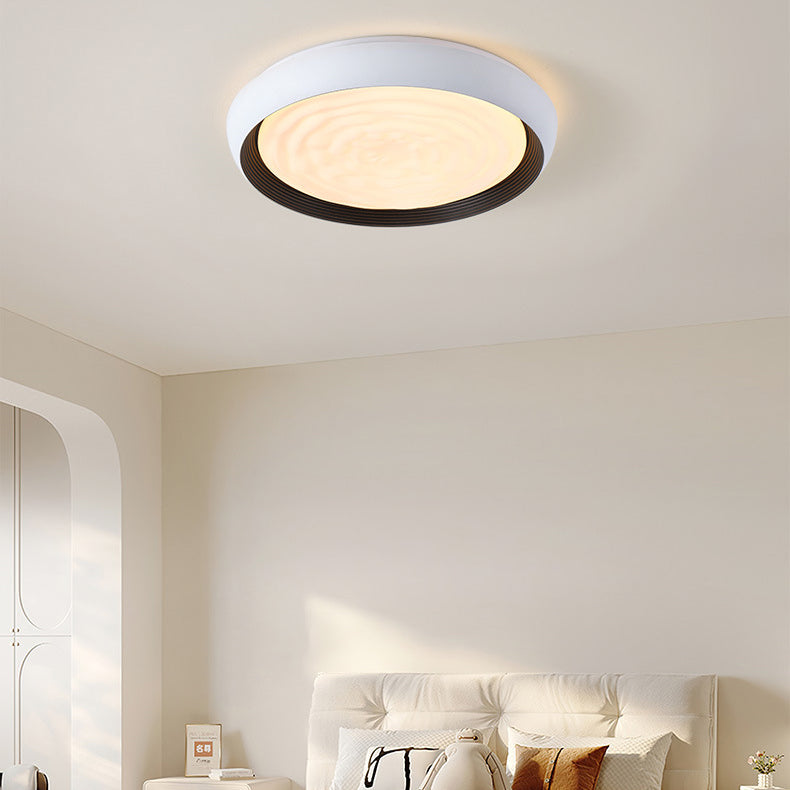 Luz de techo LED de montaje empotrado con remolino redondo de hierro acrílico escandinavo contemporáneo para dormitorio 