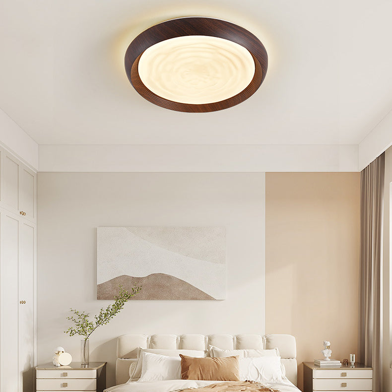 Luz de techo LED de montaje empotrado con remolino redondo de hierro acrílico escandinavo contemporáneo para dormitorio 