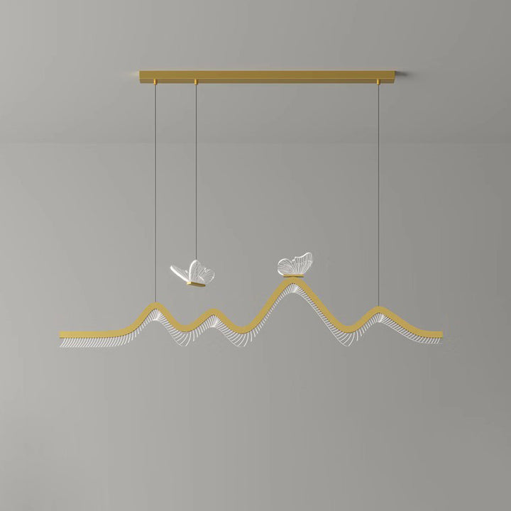 Contemporary Nordic Iron Aluminum Acrylic Butterfly Wave LED Chandeliers Island Light For Dining Room