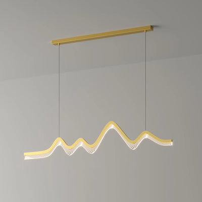 Zeitgenössische nordische Eisen-Aluminium-Acryl-Schmetterlingswellen-LED-Kronleuchter Insellicht für das Esszimmer 