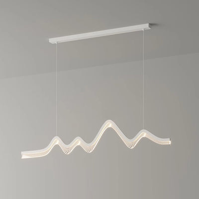 Zeitgenössische nordische Eisen-Aluminium-Acryl-Schmetterlingswellen-LED-Kronleuchter Insellicht für das Esszimmer 