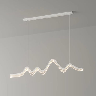 Zeitgenössische nordische Eisen-Aluminium-Acryl-Schmetterlingswellen-LED-Kronleuchter Insellicht für das Esszimmer 