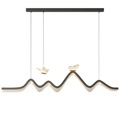Zeitgenössische nordische Eisen-Aluminium-Acryl-Schmetterlingswellen-LED-Kronleuchter Insellicht für das Esszimmer 