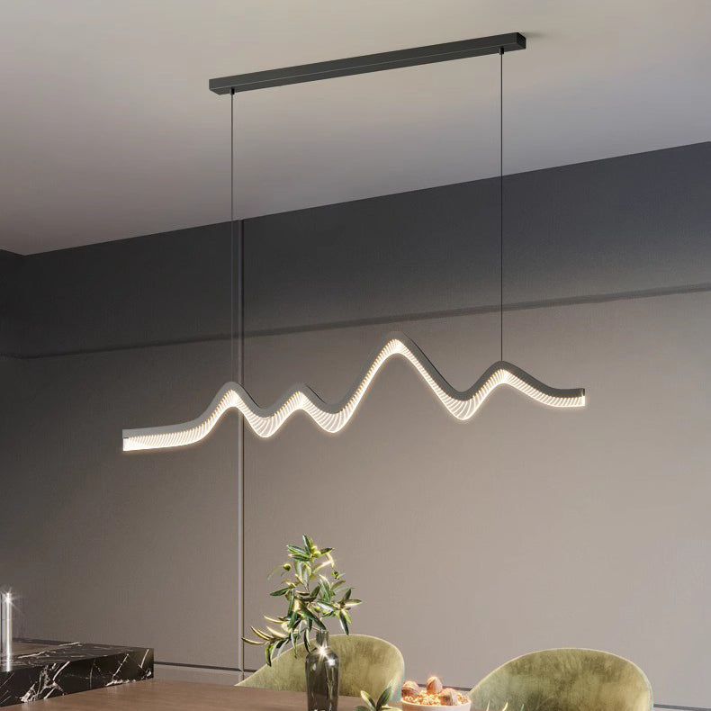 Zeitgenössische nordische Eisen-Aluminium-Acryl-Schmetterlingswellen-LED-Kronleuchter Insellicht für das Esszimmer 