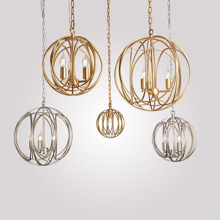 Candelabros Modernos de Bola de Hierro de Estilo Mid-century con 3 Luces para Comedor 