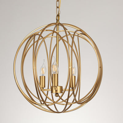 Moderne Mid-Century Eisenkugel Kerzen 3-Licht Kronleuchter für das Esszimmer 