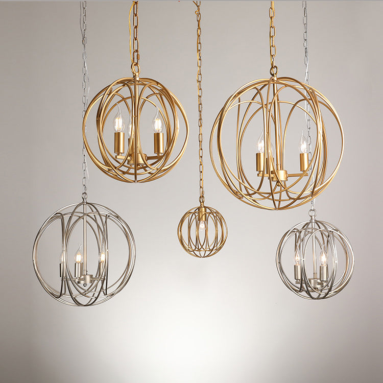 Candelabros Modernos de Bola de Hierro de Estilo Mid-century con 3 Luces para Comedor 