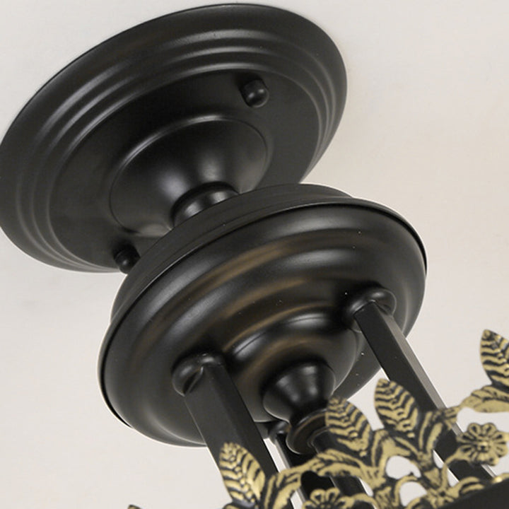 Plafonnier semi-encastré à 3 lumières avec sculpture de squelette en verre métal rétro contemporain pour couloir 