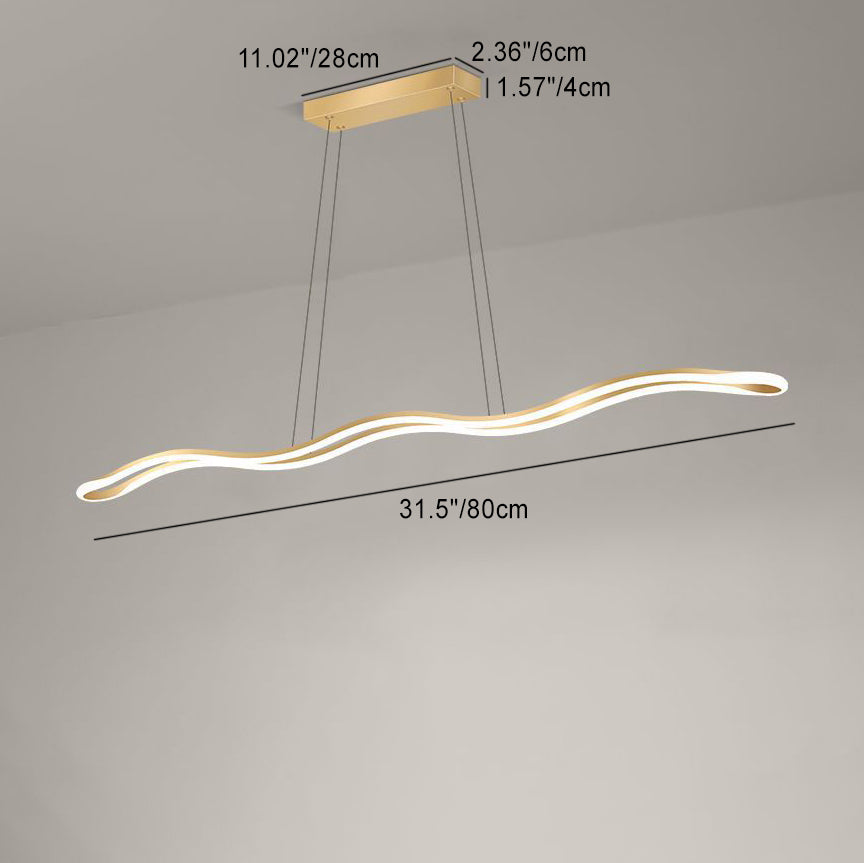 Lustres LED Contemporains en Ligne Vague en Fer Aluminium Silice Nordique pour Salle à Manger 