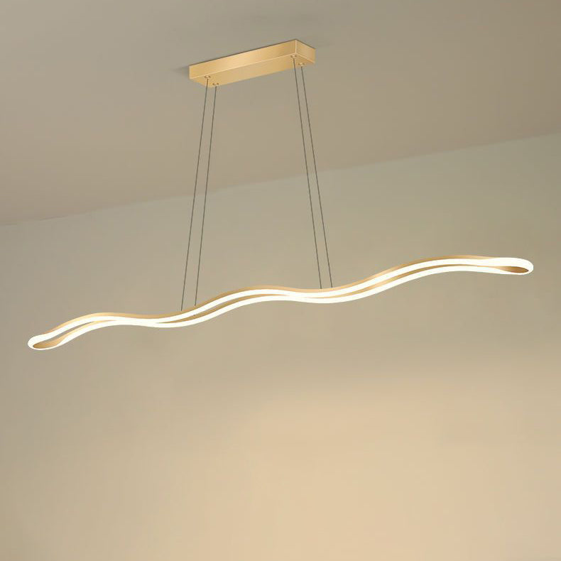 Lustres LED Contemporains en Ligne Vague en Fer Aluminium Silice Nordique pour Salle à Manger 