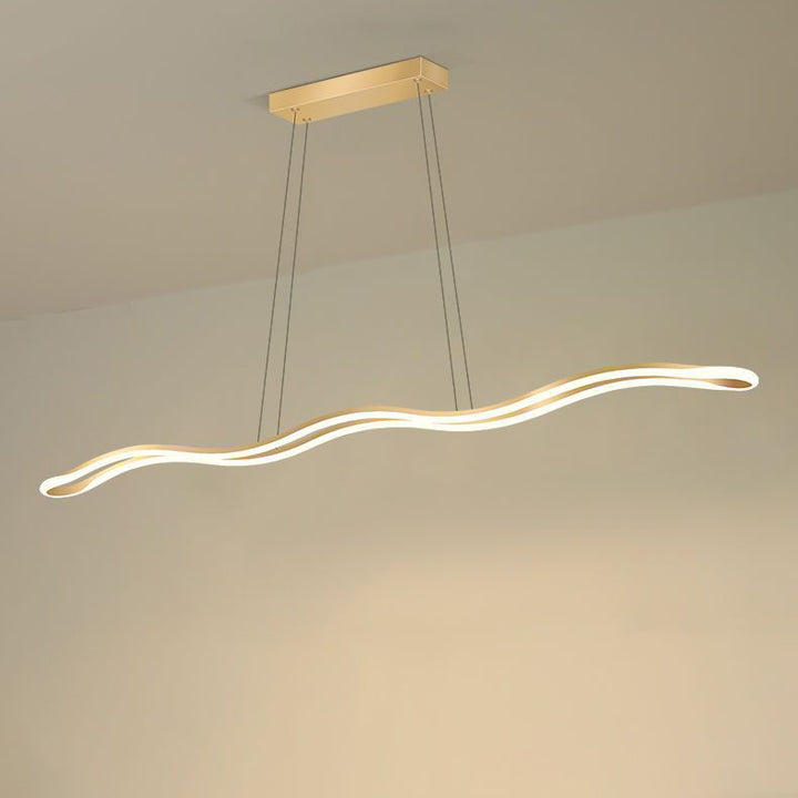 Lustres LED Contemporains en Ligne Vague en Fer Aluminium Silice Nordique pour Salle à Manger 