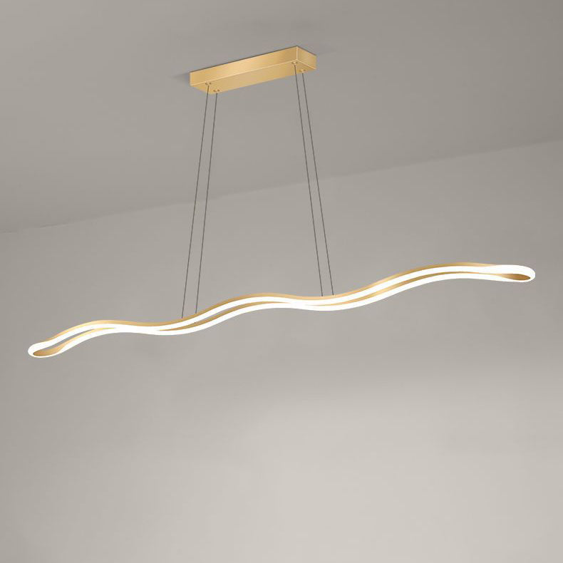 Lustres LED Contemporains en Ligne Vague en Fer Aluminium Silice Nordique pour Salle à Manger 