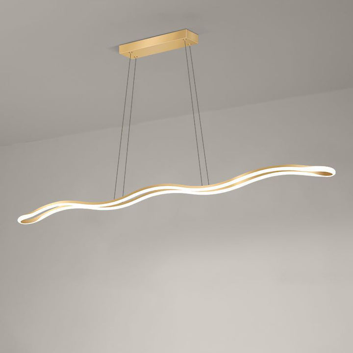 Lustres LED Contemporains en Ligne Vague en Fer Aluminium Silice Nordique pour Salle à Manger 