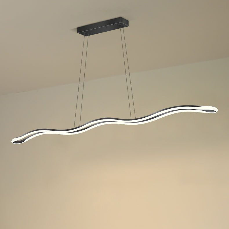 Lustres LED Contemporains en Ligne Vague en Fer Aluminium Silice Nordique pour Salle à Manger 