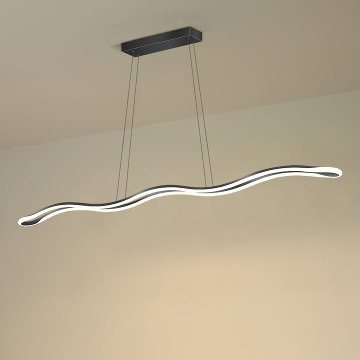 Lustres LED Contemporains en Ligne Vague en Fer Aluminium Silice Nordique pour Salle à Manger 